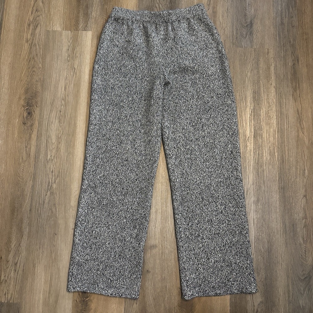 Misook Pull On Sweater Pants Women's XS Black White Knit Cozy Wide Leg